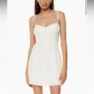 Aritzia Wilfred White Tie-Strap Mini Dress